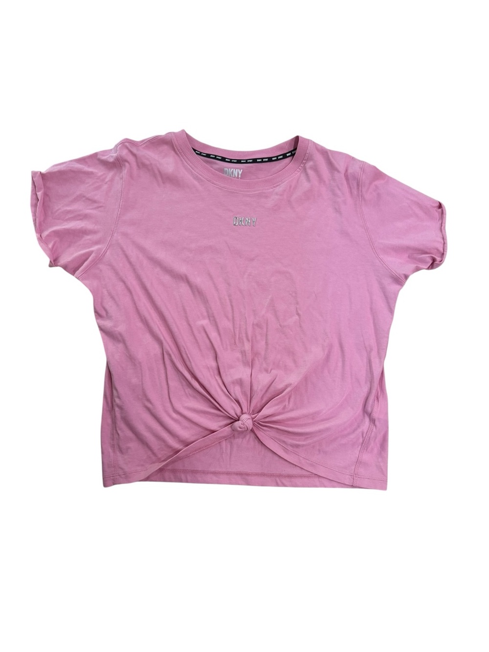 DKNY Sport Mini Studded Logo Knot Front Tee pink Size Large